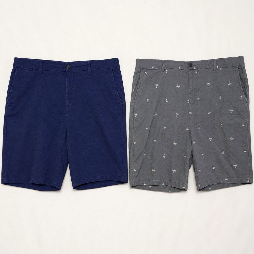 Old Navy Mens Shorts Lot Of 2 Blue Gray Print Bundle Size 46 Ultimate Slim Short